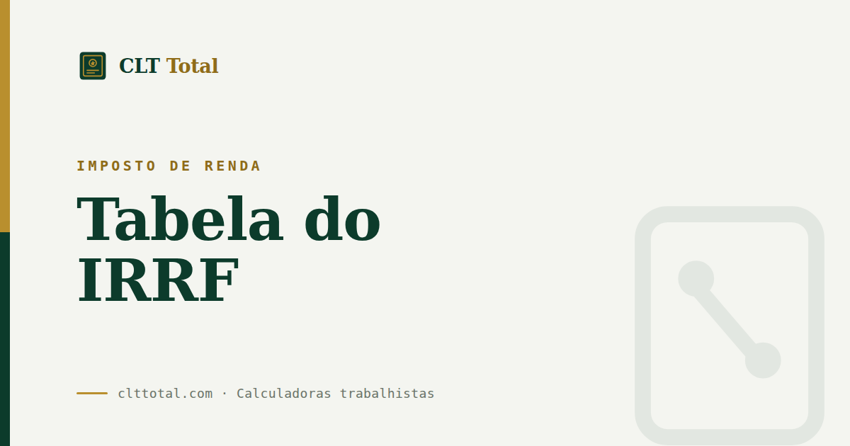 Tabela do IRRF 2026: como o imposto é descontado do salário, por CLT Total